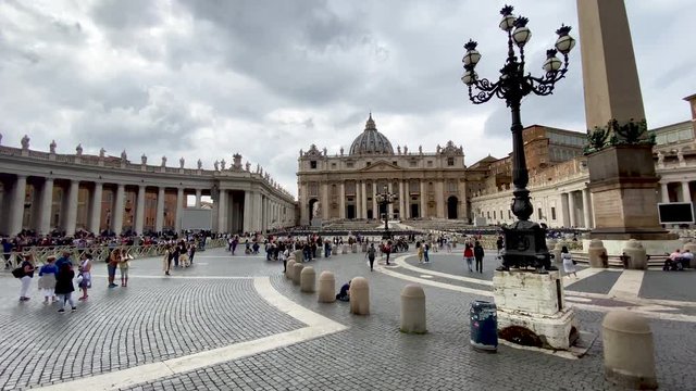 Piazza San Pietro with Obelisco Piazza San Pietro Citt&agrave; del Vaticano and the Basilica di San Pietro at the Vatican City.