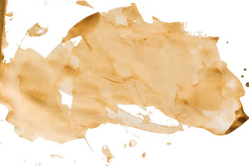 Stains of a coffee isolated on white background.
