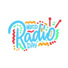 World radio day concept text logo design template. Design for banner, presentation, background, poster. Editable vector EPS 10 illustration.