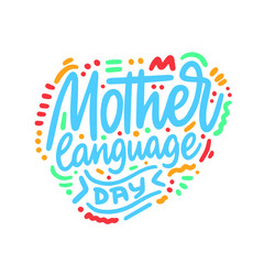 Mother language day concept text logo design template. Design for banner, presentation, background, poster. Editable vector EPS 10 illustration.