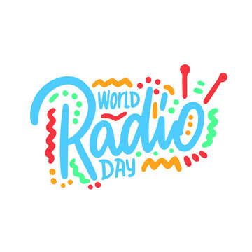 World radio day concept text logo design template. Design for banner, presentation, background, poster. Editable vector EPS 10 illustration.