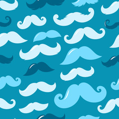 Different sillhouettes of moustache seamless background