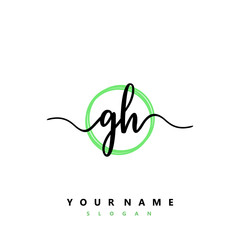 GH Initial handwriting logo vector	