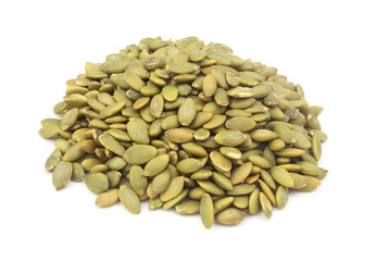 Heap of pumpkin seeds isolated