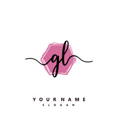 GL Initial handwriting logo vector	