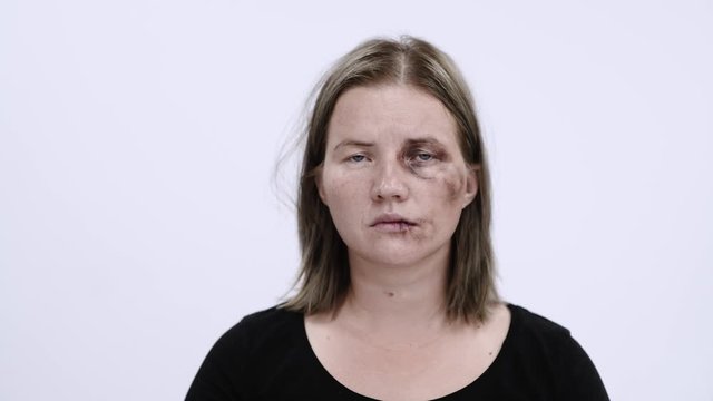 Portrait of the woman victim of domestic violence and abuse