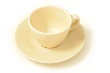 white cup of coffee on white background