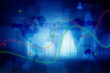 2d rendering Stock market online business concept. business Graph 