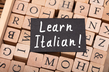 Learn Italian Message On Letter Wooden Blocks