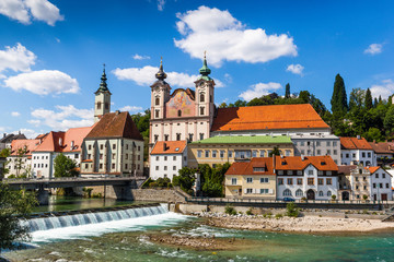 Steyr - a town in Austria. Steyr and Enns rivers.