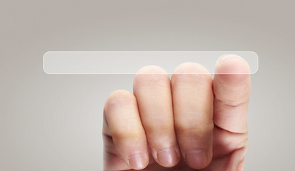 Hands touching button screen interface global connection customer networking