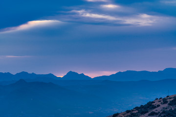 Fototapeta na wymiar Sunset in the mountains of Los Guajares (Spain)