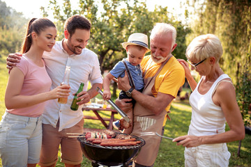 Family having a barbecue party