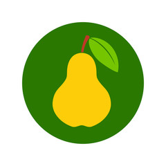Pear graphic icon. Pear sign in the circle isolated on white background. Vector illustration
