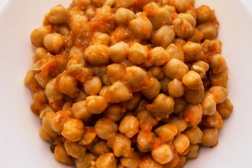 Cooking chickpeas bowl stone background top view