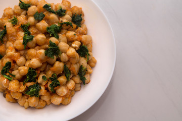 Spinach with chickpeas salad bowl
