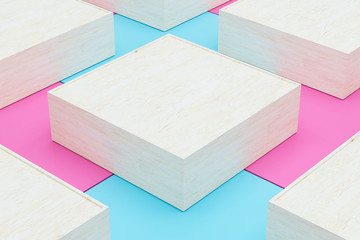 Square platform with solid color background, 3d rendering.