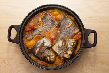 fish casserole with potatoes and peppers