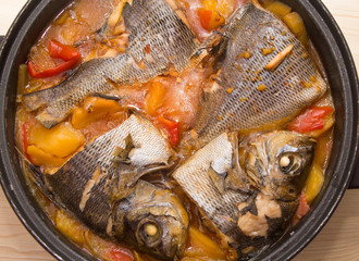 fish casserole with potatoes and peppers