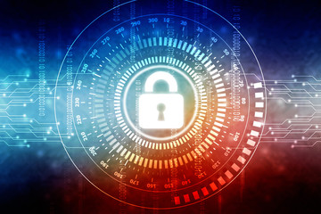 2d illustration Safety concept: Closed Padlock on digital background