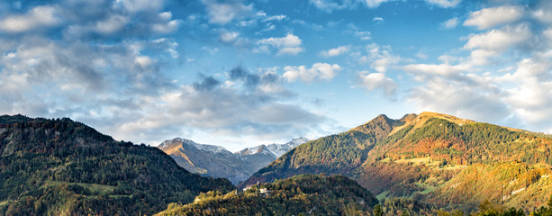 panorama Swiss Alps mountain landscape in autumn