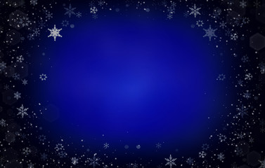 Winter background in blue tones with snowflakes.