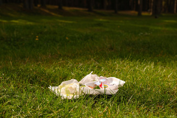 Empty used dirty plastic bottles.