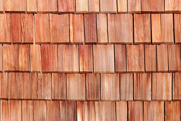 Background from a traditional wall made of wooden shingles, seen in Bavaria, Germany