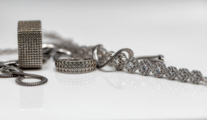 Silver jewelry : rings, chains and bracelets