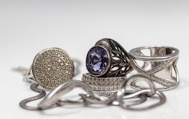 variety of silver jewelry