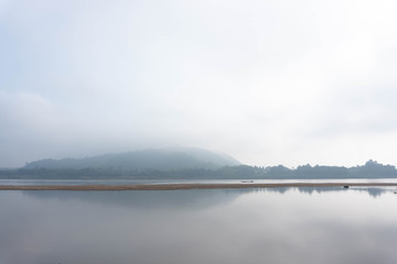 Floating house on the river with clouds in the morning, relax time on the holiday