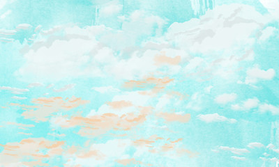 Abstract watercolor sky and clouds background.Digital drawing. Can be used as banner, presentation, flyer, poster, web design, website, invitations.