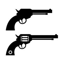 Gun revolver silhouette vector icon