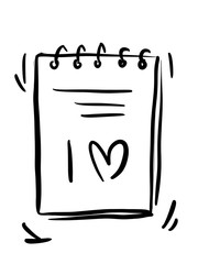 Doodle icon notebook on a spring with a heart