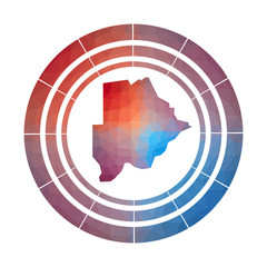 Fototapeta premium Botswana badge. Bright gradient logo of country in low poly style. Multicolored Botswana rounded sign with map in geometric style for your infographics.
