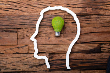 Lightbulb Idea Inside Head Silhouette