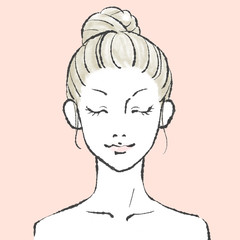 美容イメージ 手書きイラスト 01 ピンク背景	