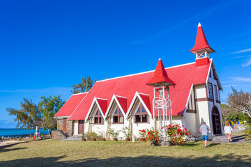 house with red roof, Cap Malheureux, Mauritius 