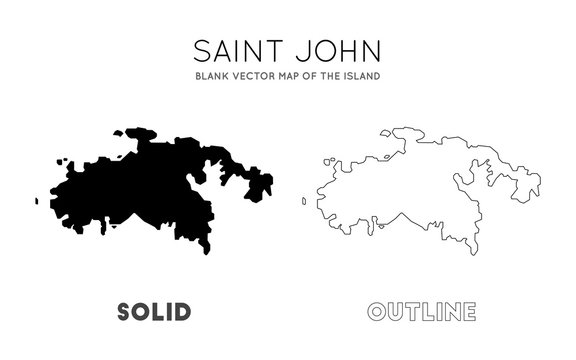 Saint John map. Blank vector map of the Island. Borders of Saint John for your infographic. Vector illustration.