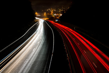 traffic on highway at night in Westsweden
