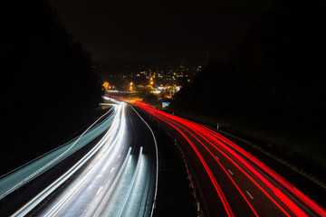 traffic on highway at night in Westsweden