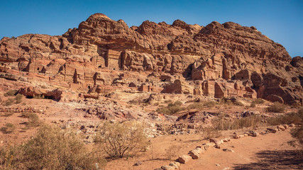 Tombs at the western slope of Zibb Atuf, Petra, Jordan