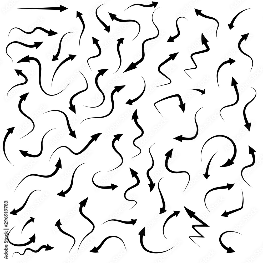 Poster collection arrows vector background black and white symbols. different arrow icon set circle, up, cu