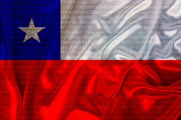 photo of the beautiful colored national flag of the modern state of Chile on textured fabric, concept of tourism, economics and politics, close-up