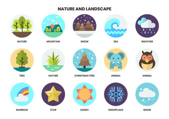 Nature icons set for business