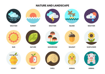 Nature icons set for business
