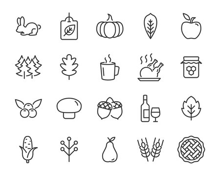 set of autumn icons, mid autumn, leaf, fall