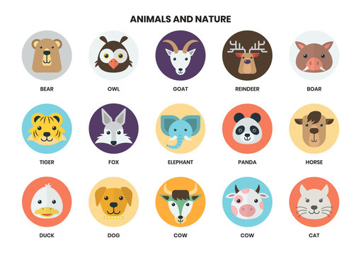 Animal icons set for business