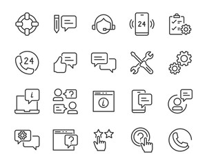 set of support icons, assist, communication, help
