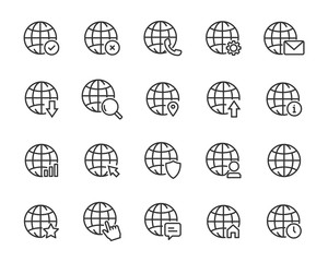 set of global icons, world, connect, internet